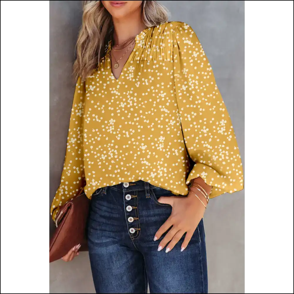 Yellow Frill Split: Unleash your Inner Basic (but Chic) Goddess 💛 Needful Things - Blouses on Sale Worldwide Shipping