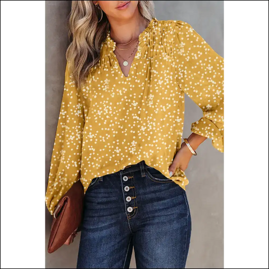 Yellow Frill Split: Unleash your Inner Basic (but Chic) Goddess 💛 Needful Things - s - Blouses on Sale Worldwide Shipping