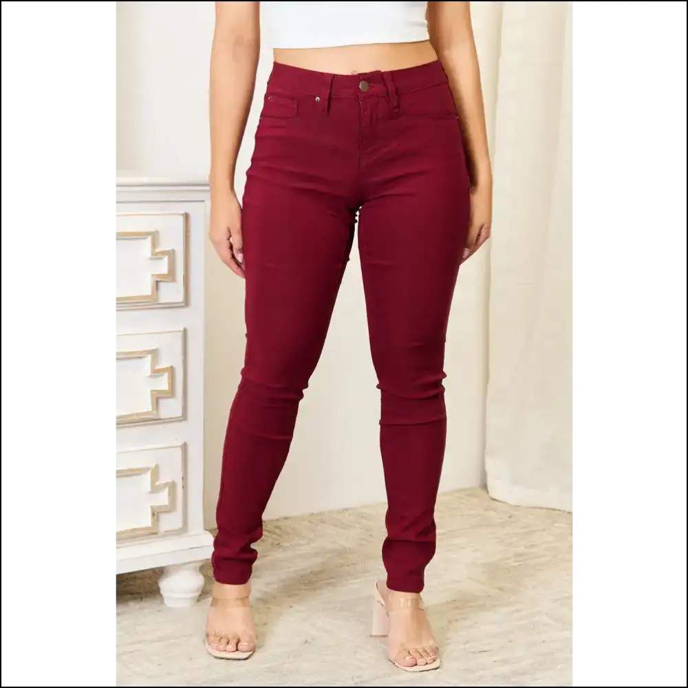 Ymi Chic Skinny Jeans: Hugging Curves and Easing your Existential Dread! 😂👖 - Burgundy / m - Jeans on Sale Worldwide Shipping