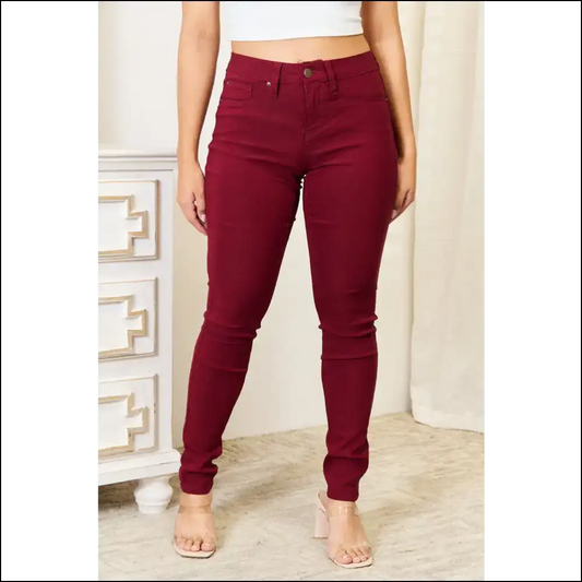 Ymi Chic Skinny Jeans: Hugging Curves and Easing your Existential Dread! 😂👖 - Burgundy / m - Jeans on Sale Worldwide Shipping