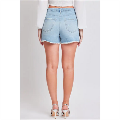 Ymi Distressed Frayed Hem Denim Shorts - on Sale Worldwide Shipping