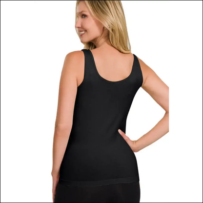 Zenana 2-way V-neck & U-neck Seamless Tank - Tops on Sale Worldwide Shipping
