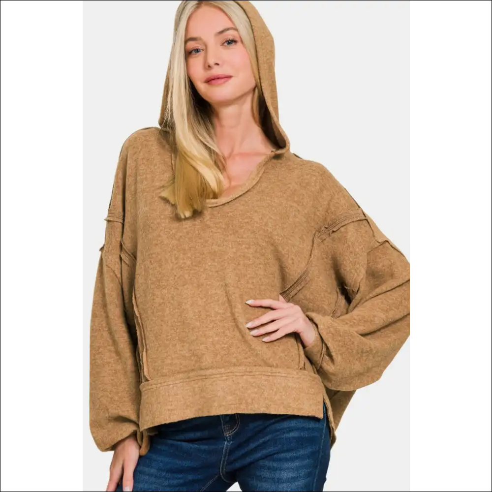 Cozy Chic Balloon Sleeve Hoodie - Sweatshirts & Hoodies on Sale Worldwide Shipping