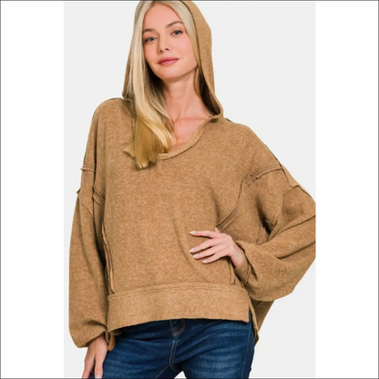 Cozy Chic Balloon Sleeve Hoodie - Sweatshirts & Hoodies on Sale Worldwide Shipping