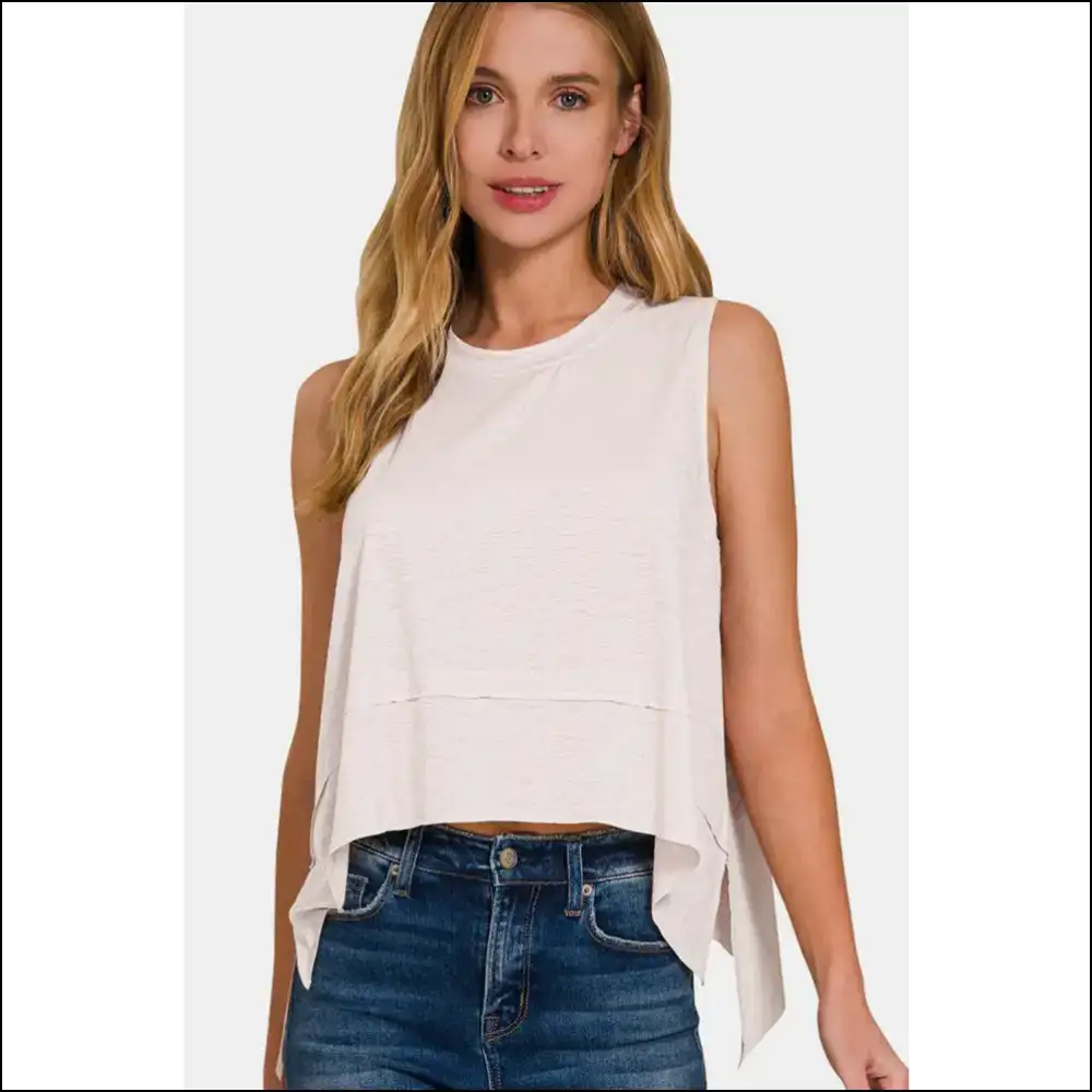 Zenana Chic High-low Slit Tank Top - Tops on Sale Worldwide Shipping