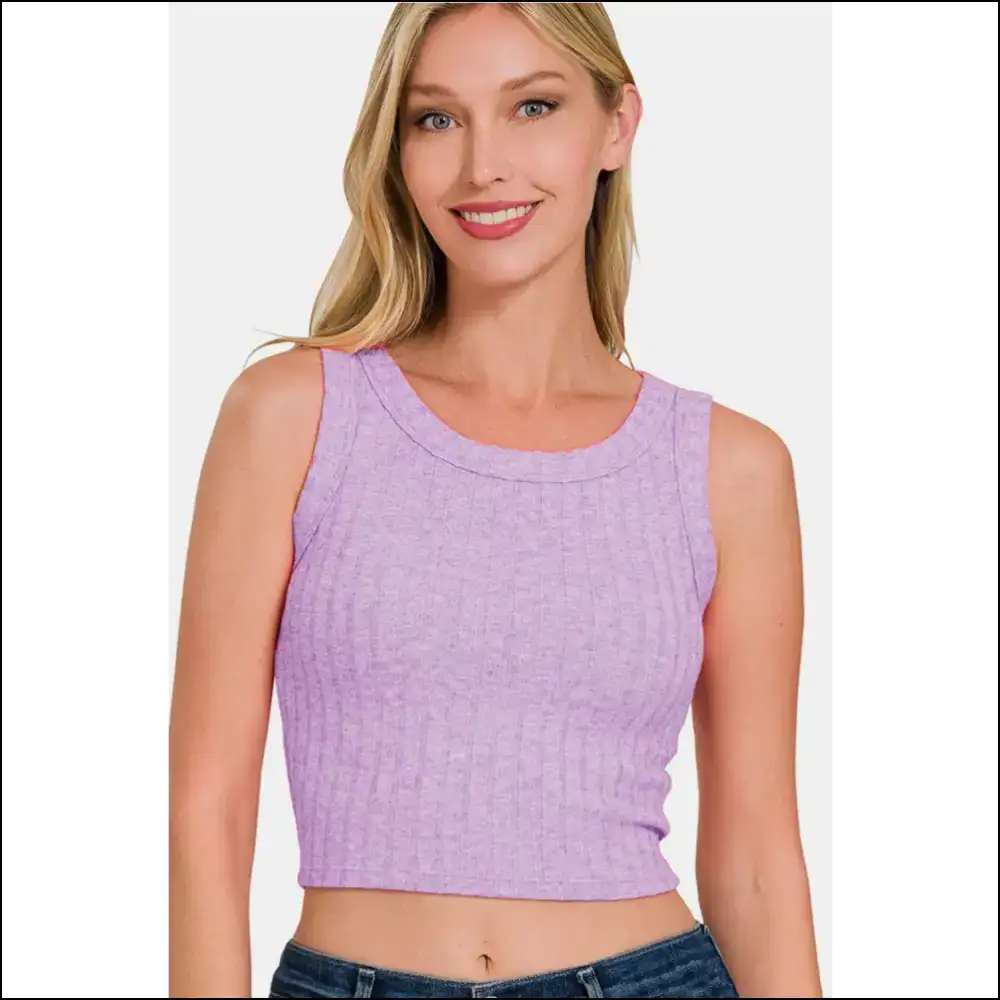 Zenana Chic Ribbed Cropped Tank - Tops on Sale Worldwide Shipping