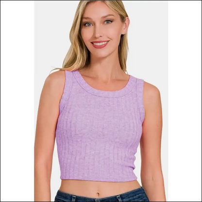 Zenana Chic Ribbed Cropped Tank - Tops on Sale Worldwide Shipping