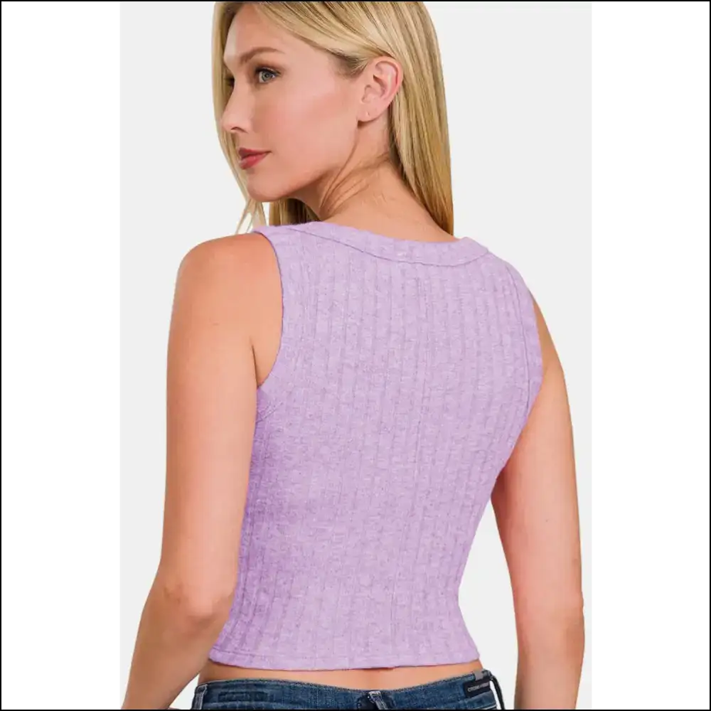 Zenana Chic Ribbed Cropped Tank - Tops on Sale Worldwide Shipping