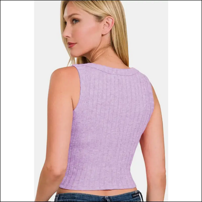 Zenana Chic Ribbed Cropped Tank - Tops on Sale Worldwide Shipping