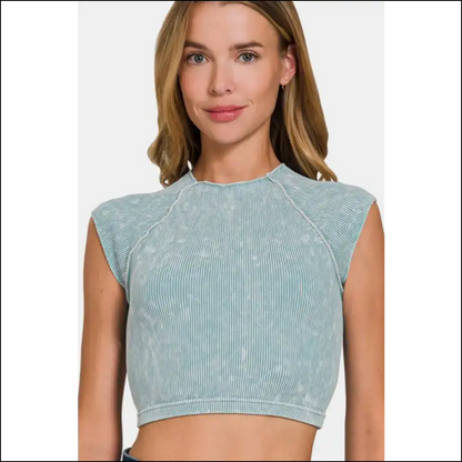 Zenana Chic Ribbed Cropped Top - Light / S/m - Tank Tops on Sale Worldwide Shipping