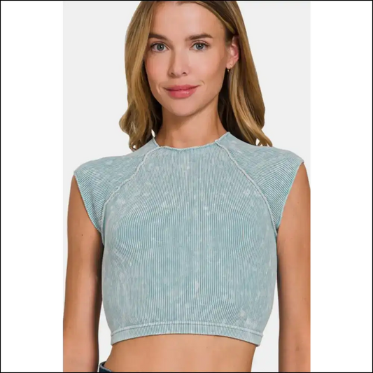 Zenana Chic Ribbed Cropped Top - Light / S/m - Tank Tops on Sale Worldwide Shipping