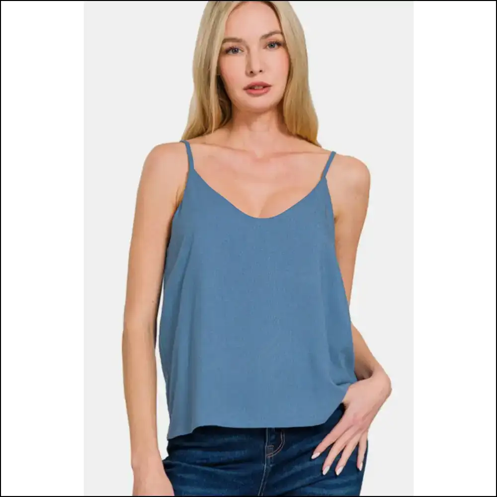 Zenana Chic Two-layered Spaghetti Strap Cami - Ashleigh Blue / s - Tank Tops on Sale Worldwide Shipping