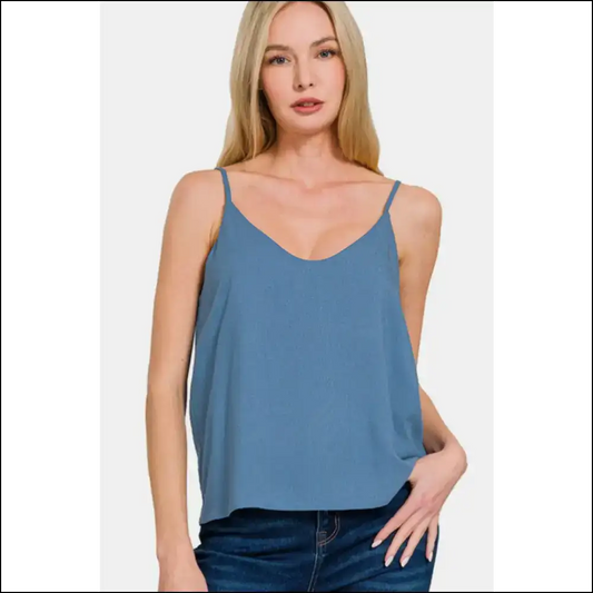 Zenana Chic Two-layered Spaghetti Strap Cami - Ashleigh Blue / s - Tank Tops on Sale Worldwide Shipping