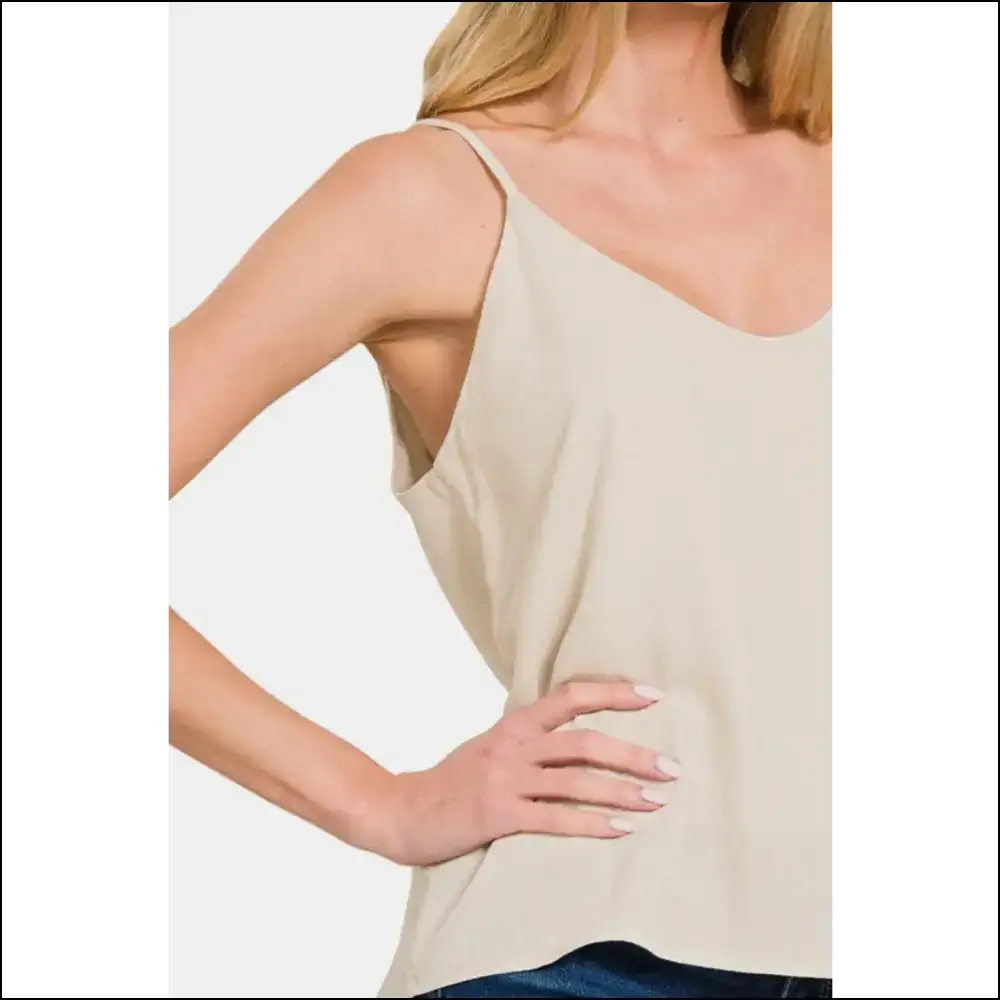 Zenana Chic Two Layered Spaghetti Strap Cami - Tank Tops on Sale Worldwide Shipping
