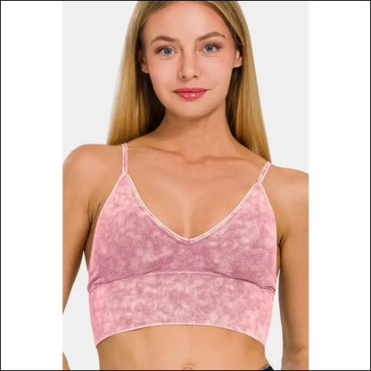 Zenana Chic Washed Ribbed Bra Padded Cami - Tank Tops on Sale Worldwide Shipping