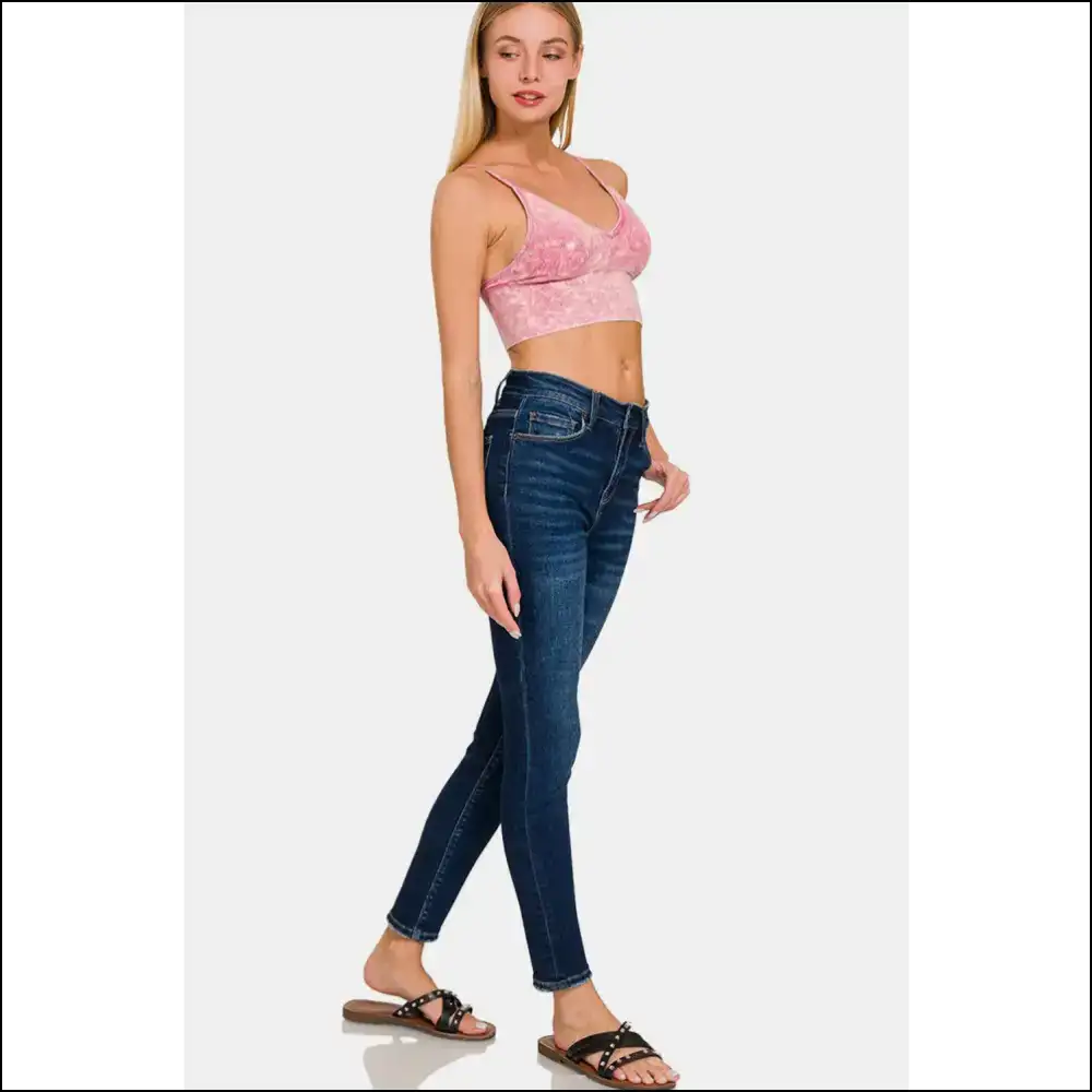 Zenana Chic Washed Ribbed Bra Padded Cami - Tank Tops on Sale Worldwide Shipping