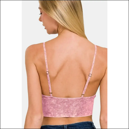 Zenana Chic Washed Ribbed Bra Padded Cami - Tank Tops on Sale Worldwide Shipping