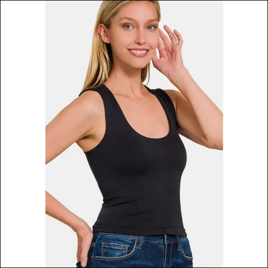 Zenana Cropped Padded Seamless Tank - Black / L/xl - Tops on Sale Worldwide Shipping