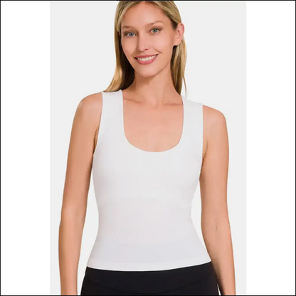 Zenana Cropped Padded Seamless Tank - Chic Comfort - White / S/m - Tops on Sale Worldwide Shipping
