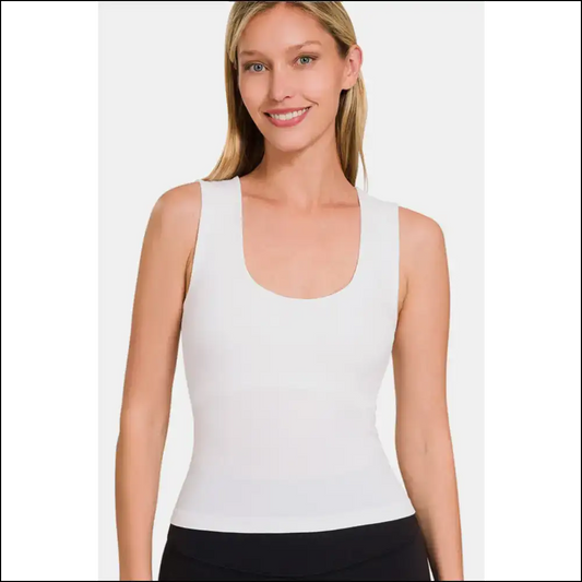 Zenana Cropped Padded Seamless Tank - Chic Comfort - White / S/m - Tops on Sale Worldwide Shipping
