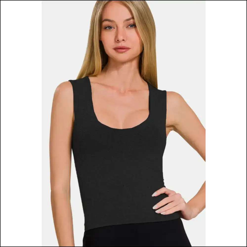 Zenana Cropped Padded Seamless Tank - Tops on Sale Worldwide Shipping