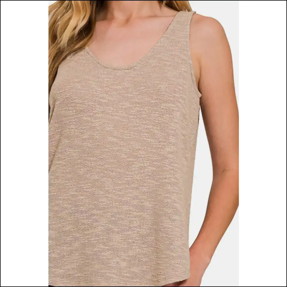 Zenana Curved Hem Round Neck Tank Top - Tops on Sale Worldwide Shipping