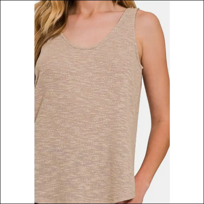 Zenana Curved Hem Round Neck Tank Top - Tops on Sale Worldwide Shipping