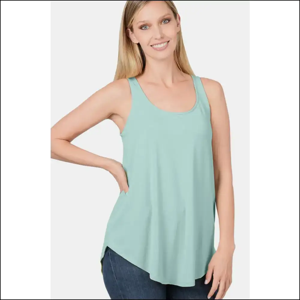 Zenana Curved Hem Tank - Effortless Chic - Tops on Sale Worldwide Shipping