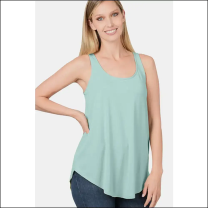Zenana Curved Hem Tank - Effortless Chic - Tops on Sale Worldwide Shipping