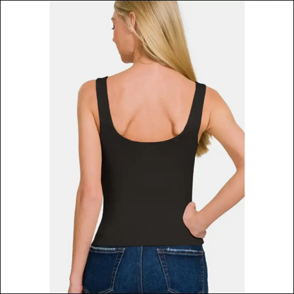 Zenana Double Layer Round Neck Tank - Stylish & Chic - Tops on Sale Worldwide Shipping