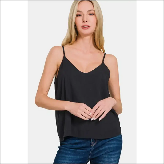 Zenana Double Layer Spaghetti Strap Cami - Tank Tops on Sale Worldwide Shipping