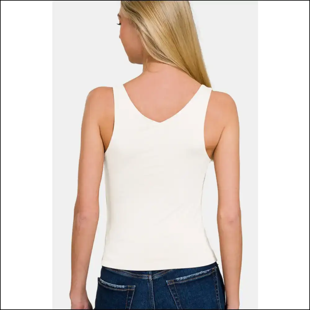 Zenana Double Layer v Neck Tank - Effortless Elegance - Tops on Sale Worldwide Shipping