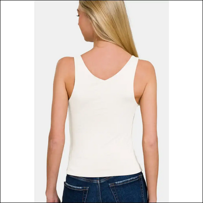 Zenana Double Layer v Neck Tank - Effortless Elegance - Tops on Sale Worldwide Shipping
