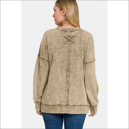 Trendy Exposed Seam Round Neck Sweatshirt - Sweatshirts & Hoodies on Sale Worldwide Shipping