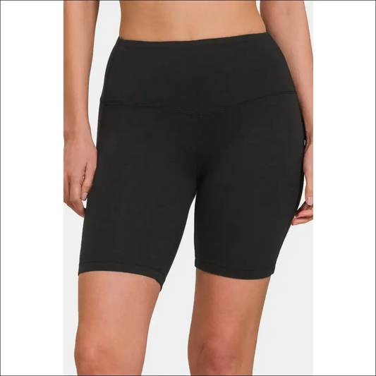 Zenana High Waist Active Shorts - Move in Style - Black / s - on Sale Worldwide Shipping