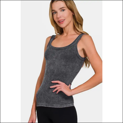 Zenana Luxe Ribbed Scoop Neck Tank - Tops on Sale Worldwide Shipping