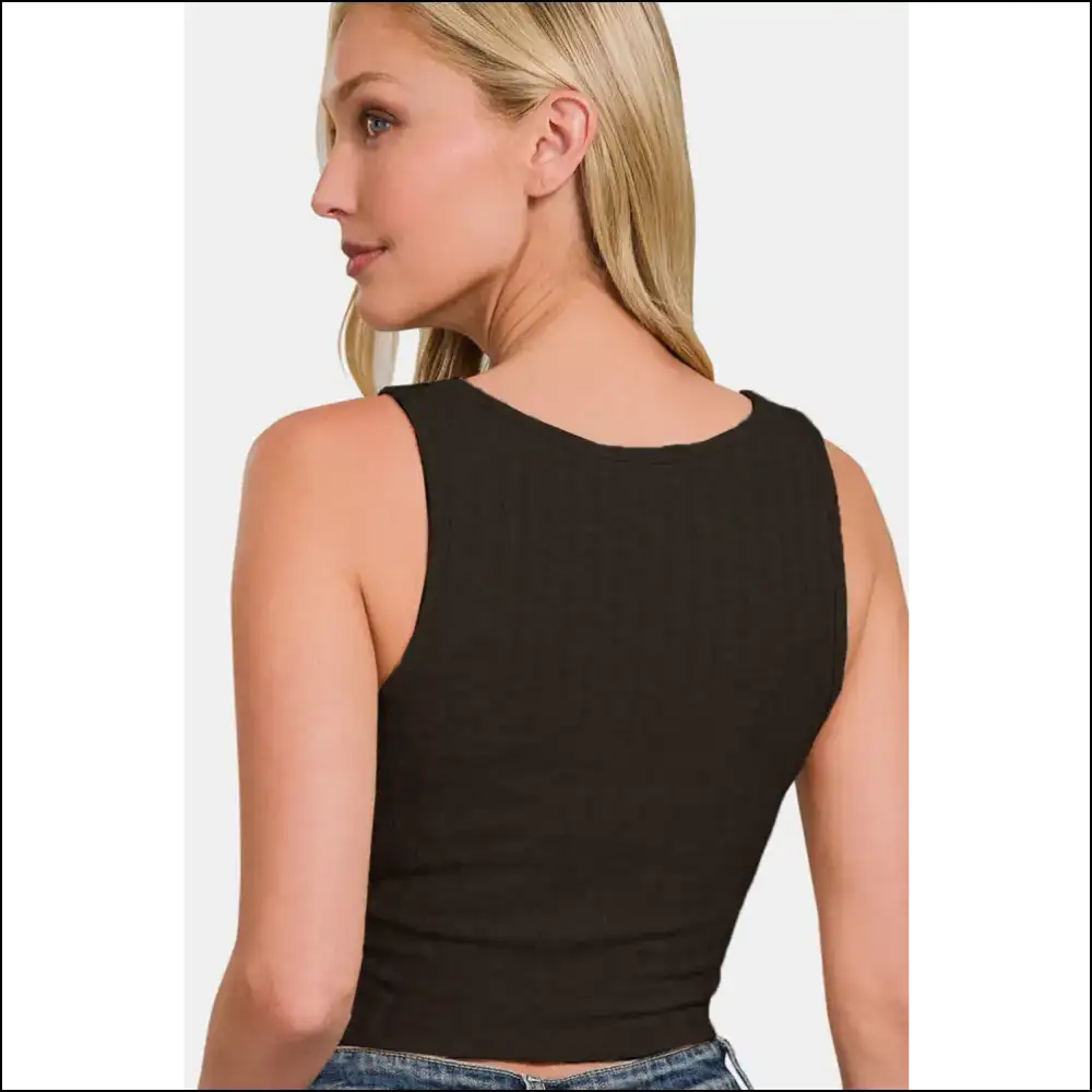 Zenana Ribbed Cropped Tank: your Saucy Sidekick for Life’s Awkward Moments! 😏✨ - Tank Tops on Sale Worldwide Shipping