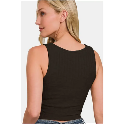 Zenana Ribbed Cropped Tank: your Saucy Sidekick for Life’s Awkward Moments! 😏✨ - Tank Tops on Sale Worldwide Shipping