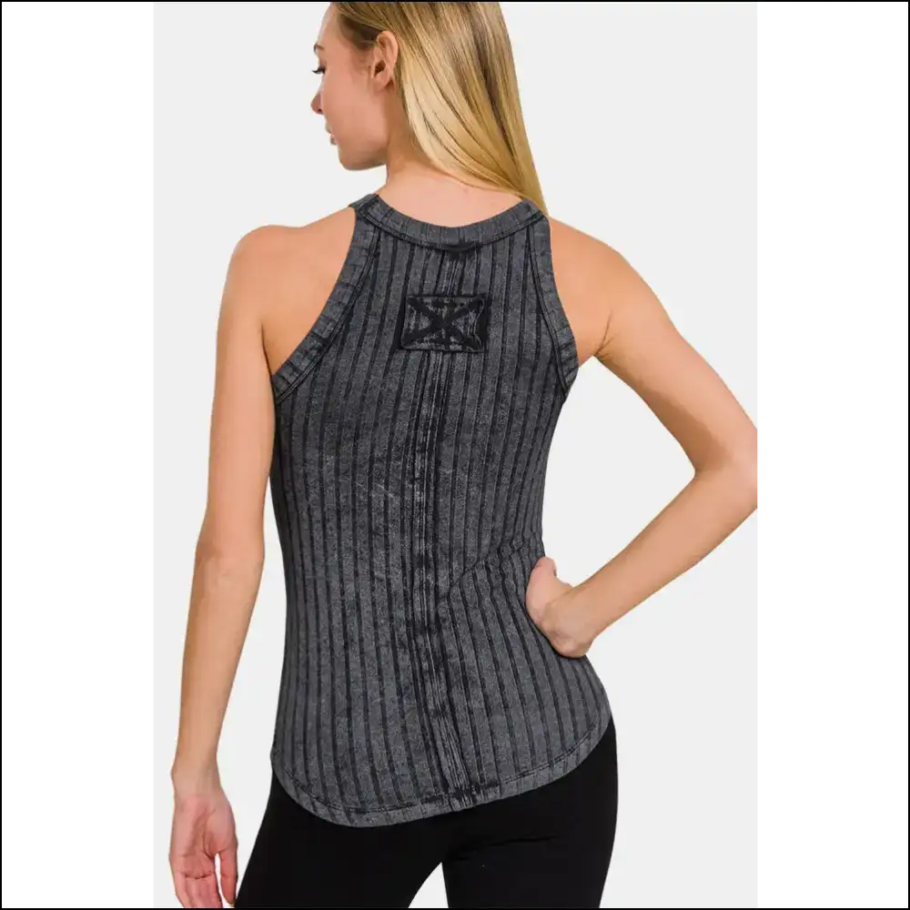 Zenana Ribbed Grecian Neck Tank - Effortlessly Elegant - Tops on Sale Worldwide Shipping