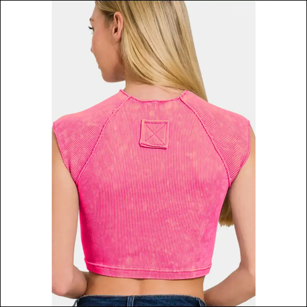 Zenana Ribbed Round Neck Cropped Top - Chic & Stylish - Tank Tops on Sale Worldwide Shipping