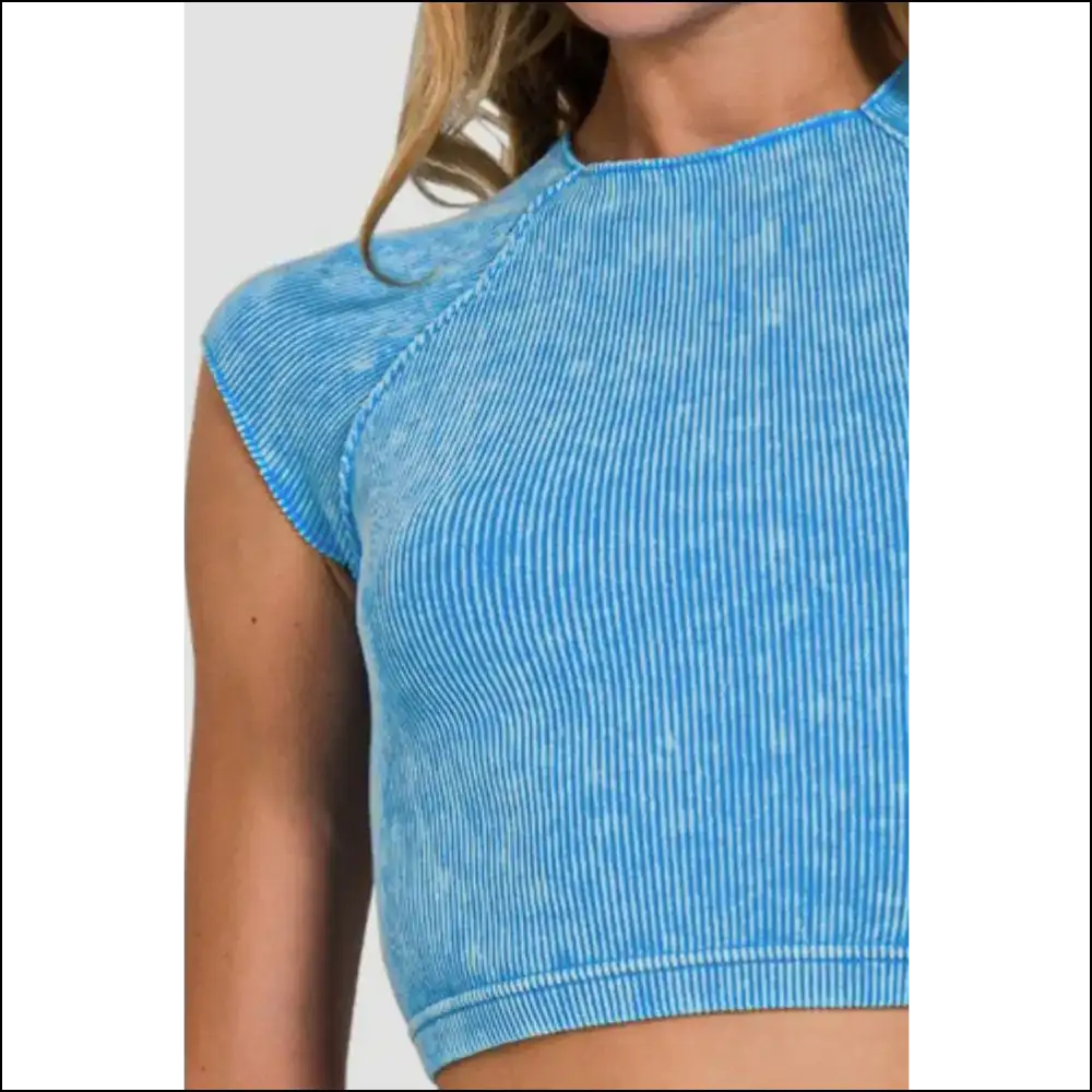 Zenana Ribbed Round Neck Cropped Top - Tank Tops on Sale Worldwide Shipping
