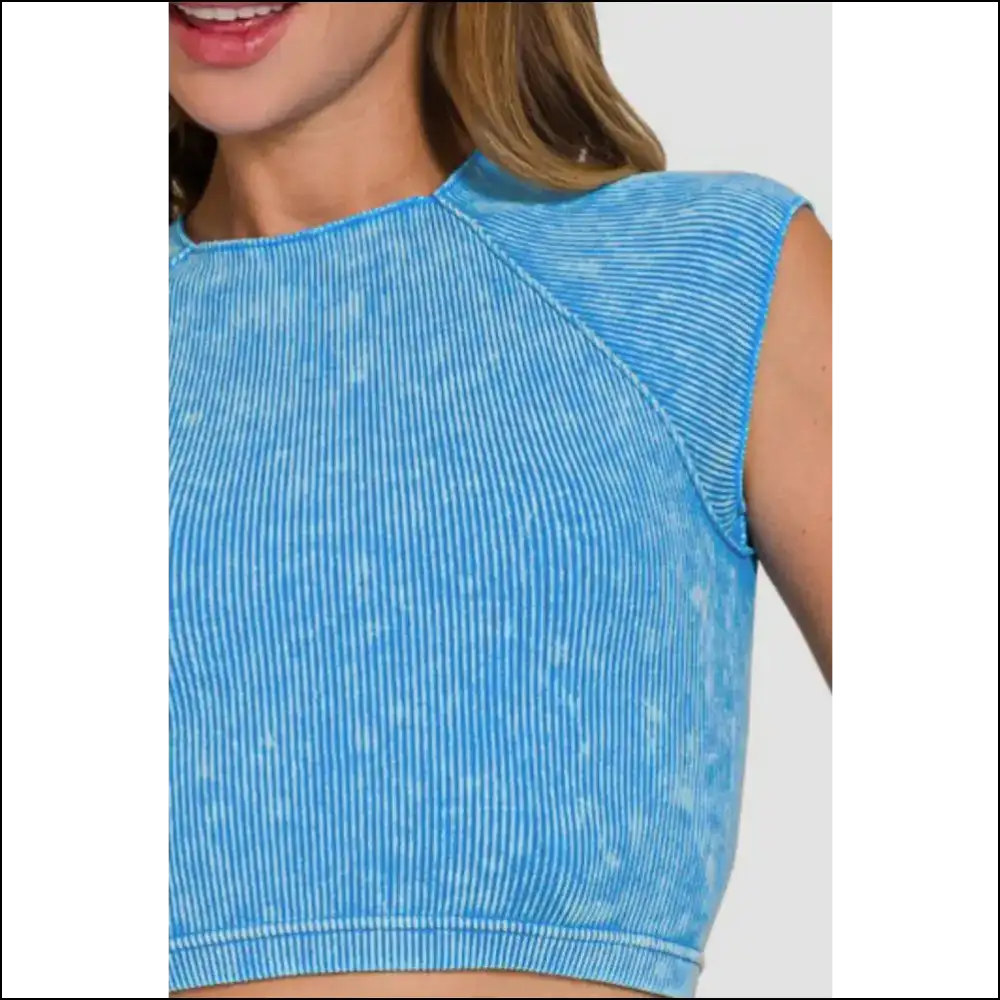 Zenana Ribbed Round Neck Cropped Top - Tank Tops on Sale Worldwide Shipping
