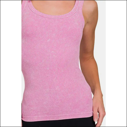 Zenana Ribbed Scoop Neck Tank - Effortlessly Chic - Tops on Sale Worldwide Shipping