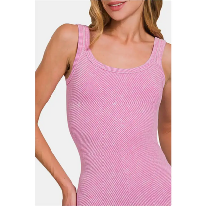 Zenana Ribbed Scoop Neck Tank - Effortlessly Chic - Tops on Sale Worldwide Shipping