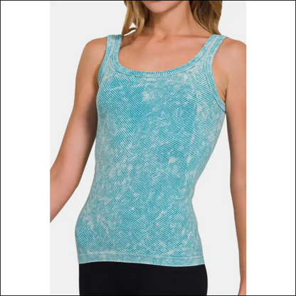 Zenana Ribbed Scoop Neck Tank Top - Tops on Sale Worldwide Shipping