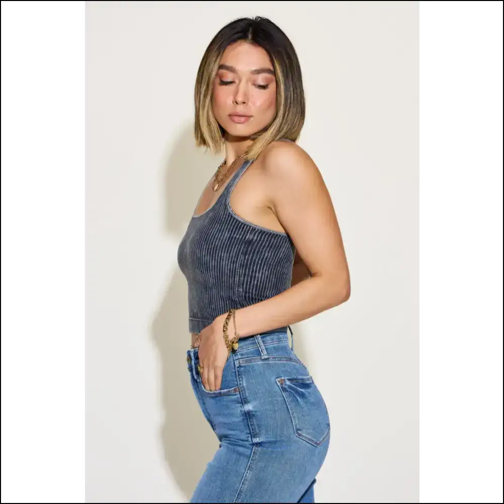 Zenana Ribbed Washed Square Neck Tank - Summer Essential - Tops on Sale Worldwide Shipping