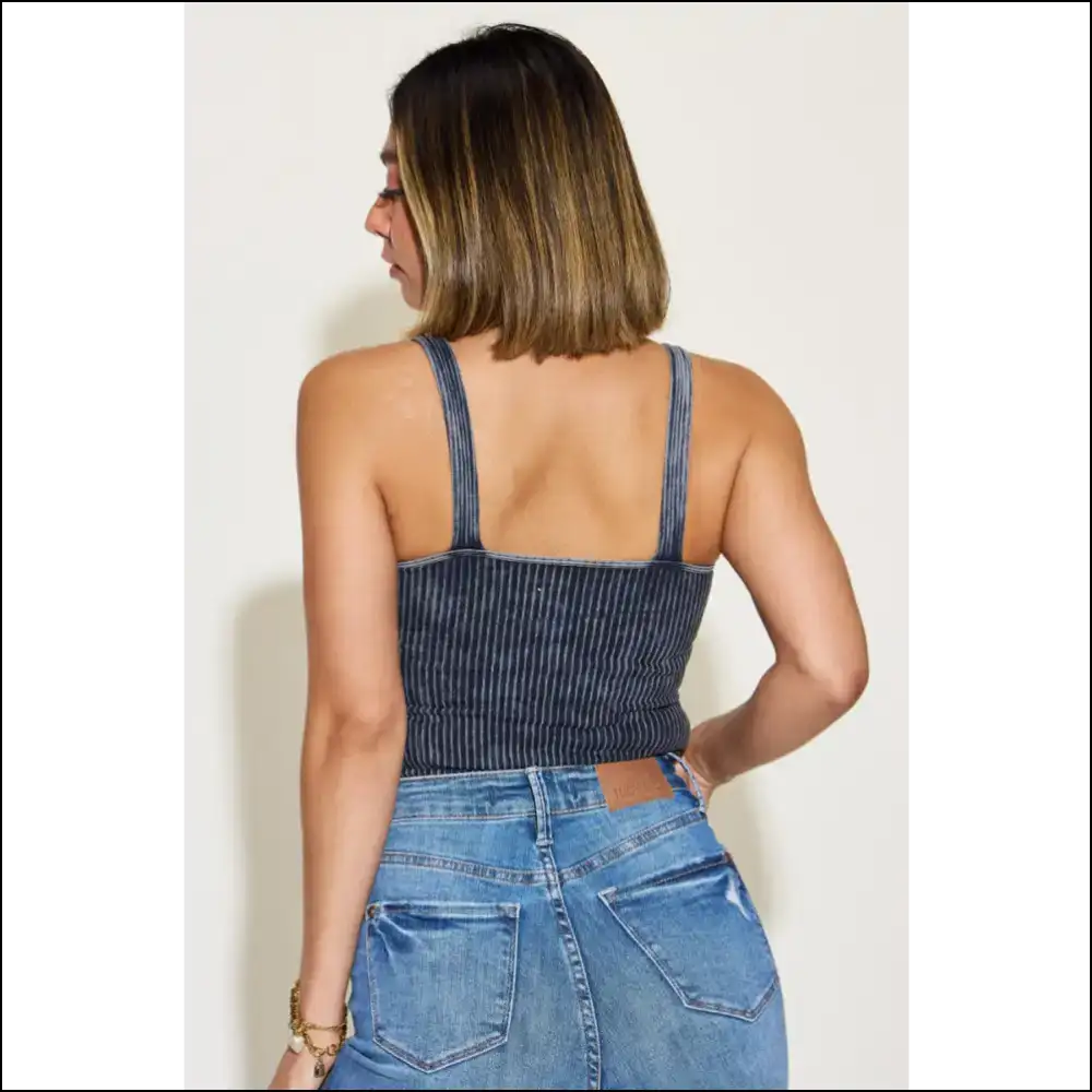 Zenana Ribbed Washed Square Neck Tank - Summer Essential - Tops on Sale Worldwide Shipping