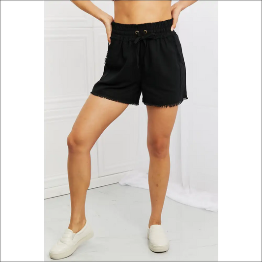 Zenana Seaside Linen Shorts for Women - Black / s - on Sale Worldwide Shipping