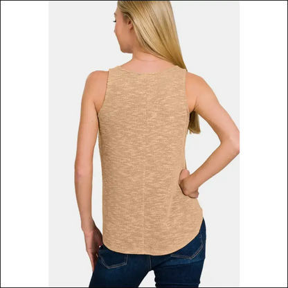 Zenana V-neck Curved Hem Tank - Chic & Versatile - Tops on Sale Worldwide Shipping