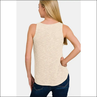 Zenana V-neck Curved Hem Tank - Effortless Chic - Tops on Sale Worldwide Shipping